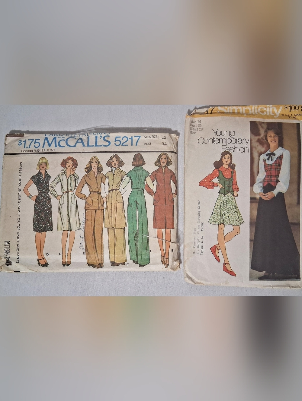 1970s Sewing Patterns - Size 12 & 14